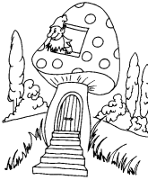 A coloring page of gnomes